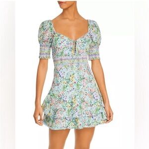 Alice and Olivia - Crawford Dress Floral Puff Sleeve Mini Dress- Size 6